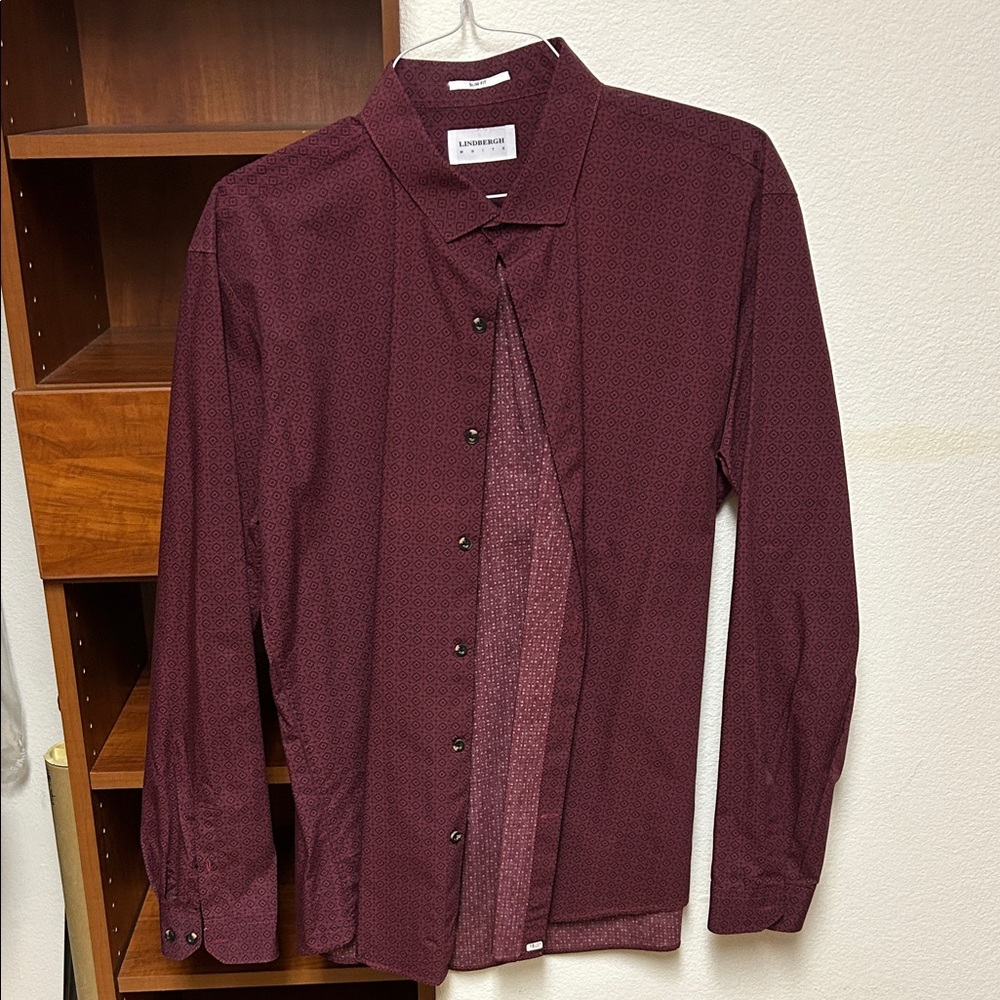 Lands' End Men's Burgundy Dress Shirt